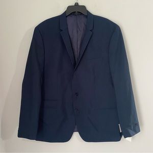 Andrew Fezza Suit Jacket Navy Blue Mini-Stripe Slim Fit size 50Long